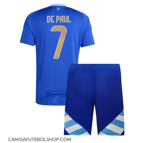 Camisa de time de futebol Argentina Rodrigo De Paul #7 Replicas 2º Equipamento Infantil Copa America 2024 Manga Curta (+ Calças curtas)